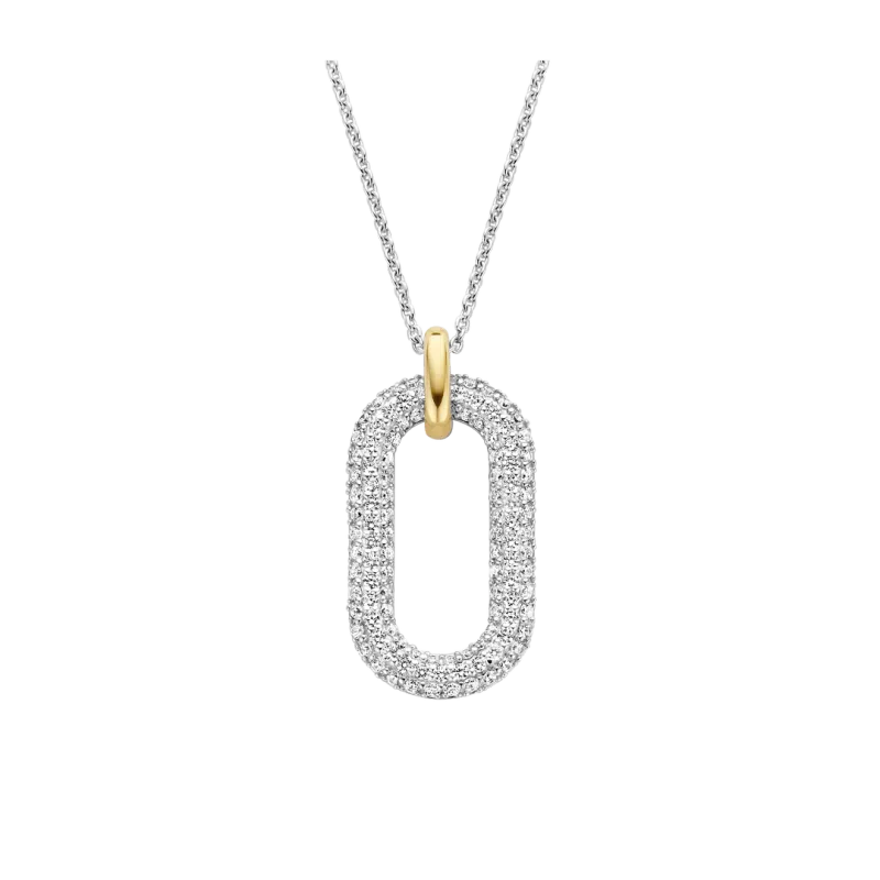 TI SENTO Milano | Collana in argento 925 placcato oro giallo con pendente di zirconi