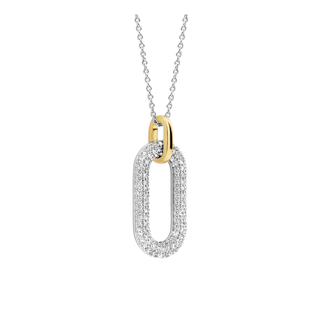 TI SENTO Milano | Collana in argento 925 placcato oro giallo con pendente di zirconi