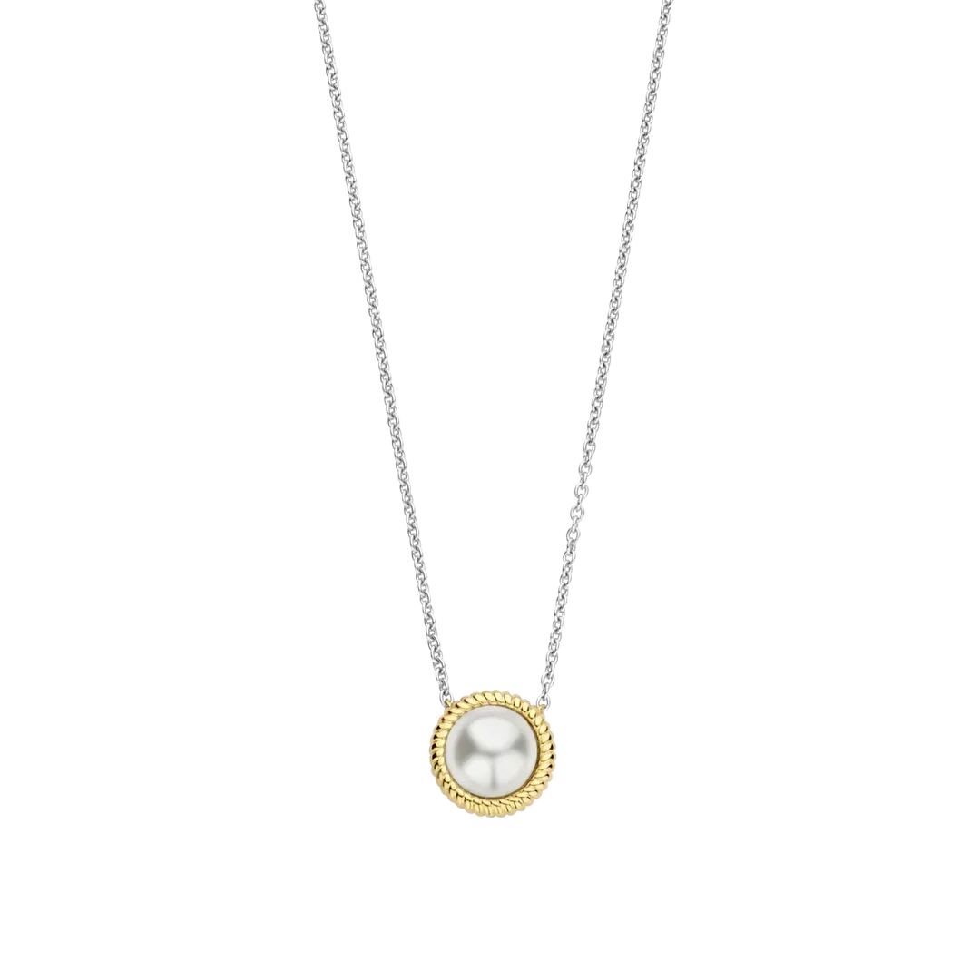TI SENTO Milano | Collana in argento 925 placcato oro giallo con ciondolo perla