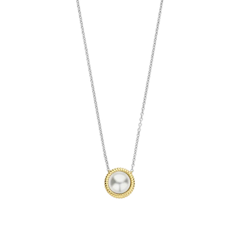TI SENTO Milano | Collana in argento 925 placcato oro giallo con ciondolo perla
