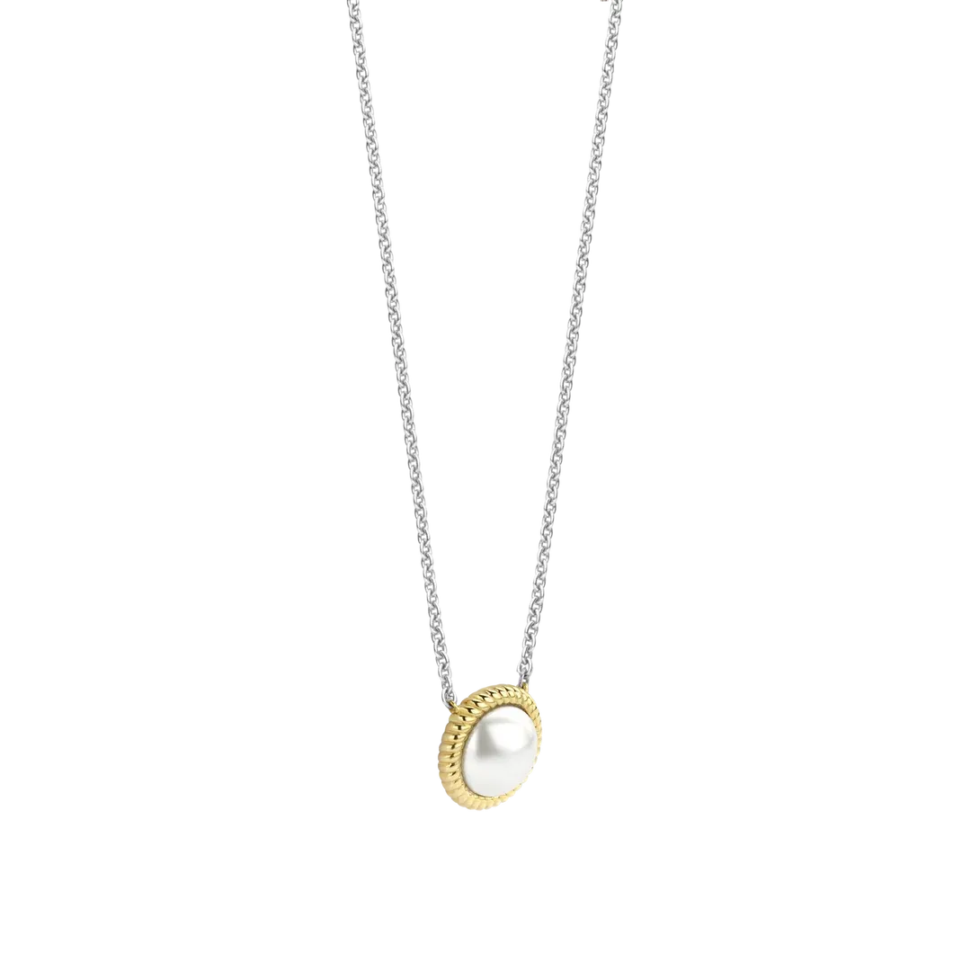 TI SENTO Milano | Collana in argento 925 placcato oro giallo con ciondolo perla