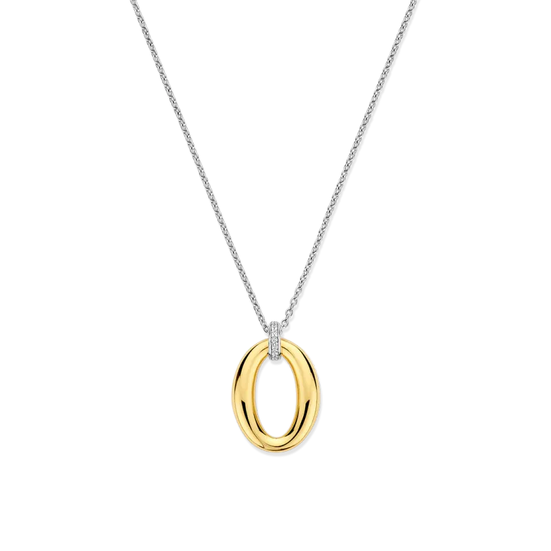 TI SENTO Milano | Collana in argento 925 placcato oro giallo con pendente ovale