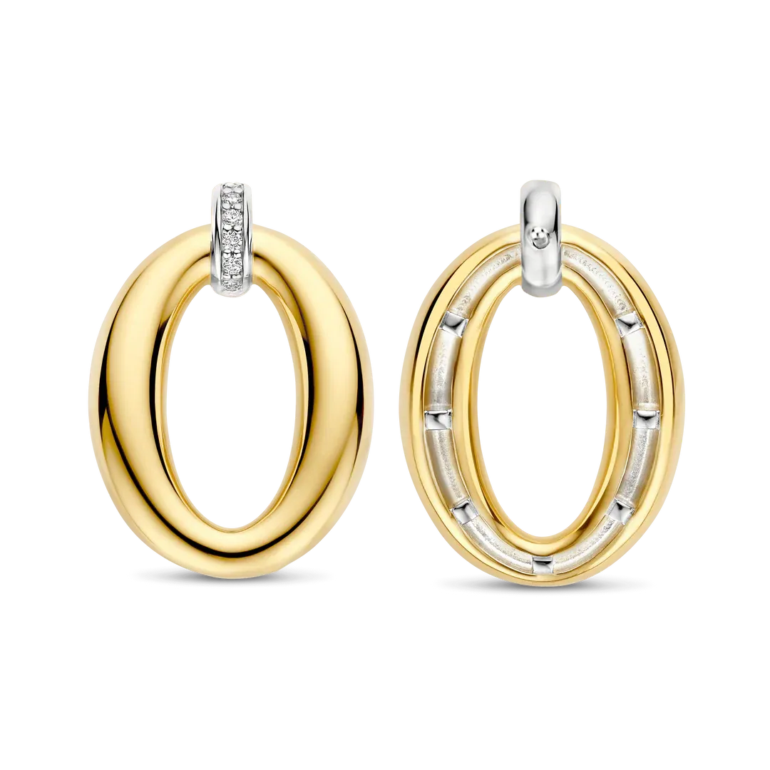 TI SENTO Milano | Orecchini ovali in argento 925 placcato oro giallo