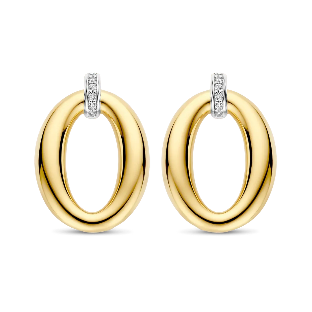 TI SENTO Milano | Orecchini ovali in argento 925 placcato oro giallo