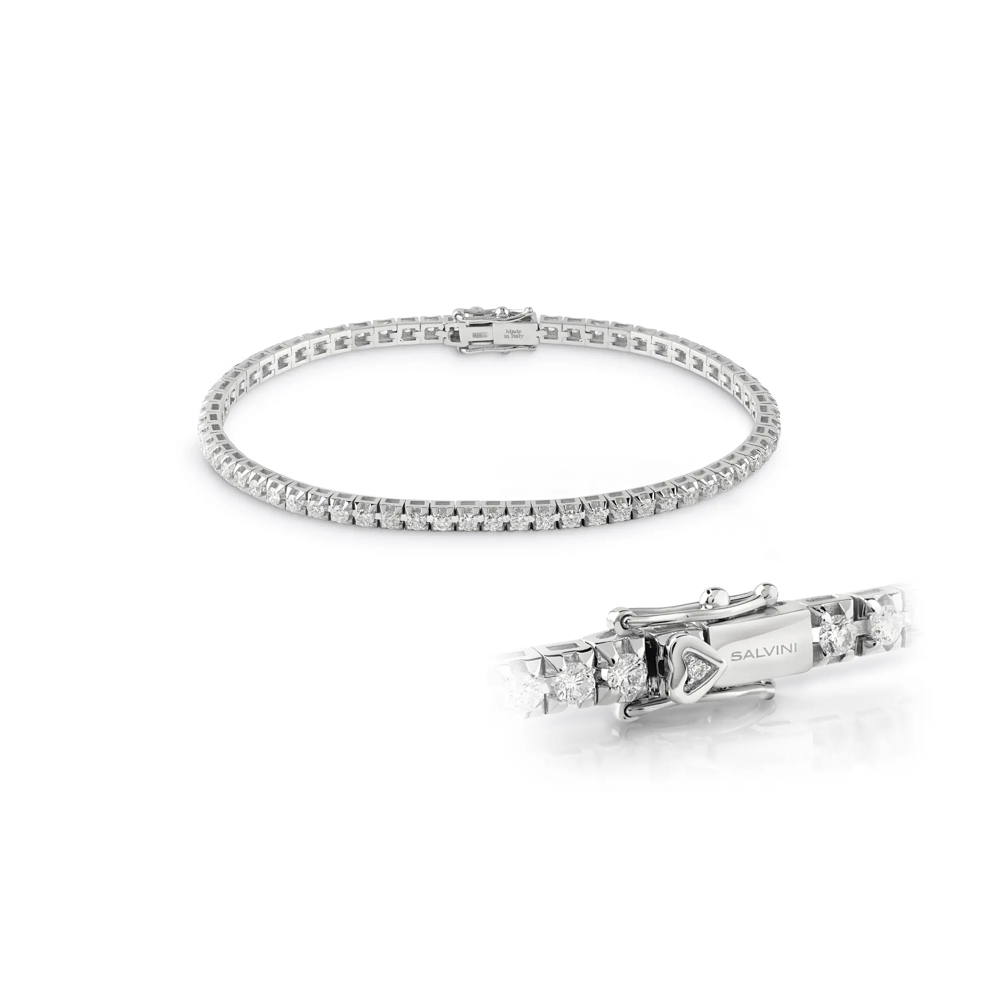 Salvini Damiani Linea BATTITO - Bracciale Tennis/Eternity in oro bianco con diamanti ct. 2.18