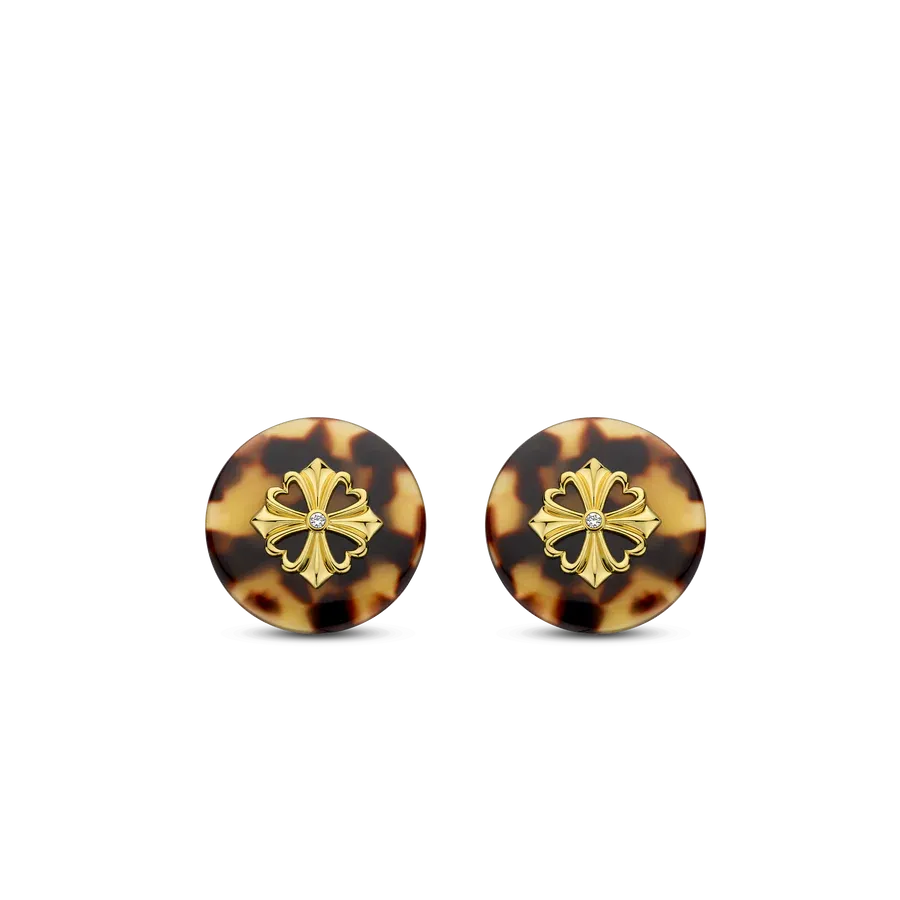 TI SENTO Milano | Orecchini effetto occhio di tigre in argento 925 placcato oro giallo