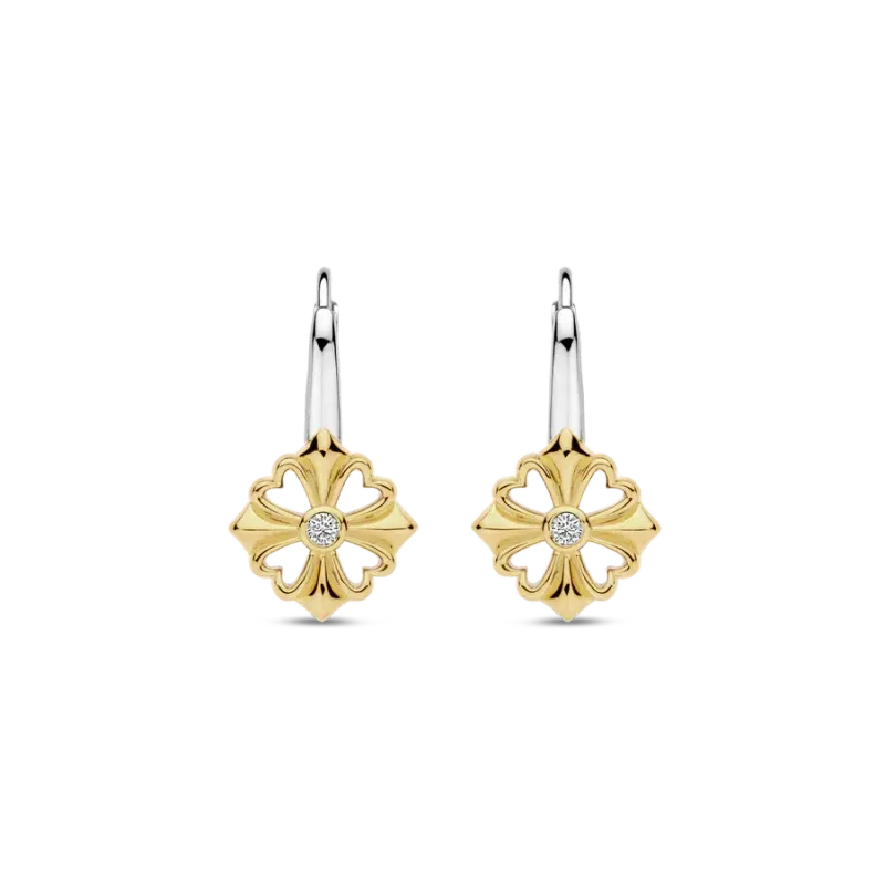 TI SENTO Milano | Orecchini pendenti quadrifoglio in argento placcato oro giallo TI SENTO Milano | Orecchini pendenti quadrifoglio in argento placcato oro giallo