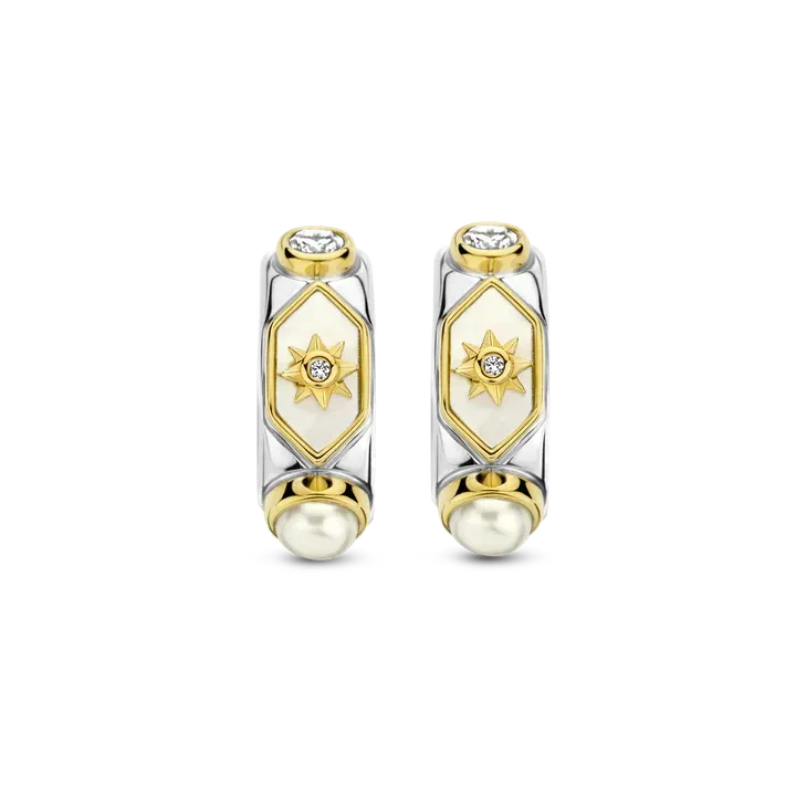 TI SENTO Milano | Orecchini cerchietti in argento 925 placcato oro con perle e madreperla TI SENTO Milano | Orecchini cerchietti in argento 925 placcato oro con perle e madreperla