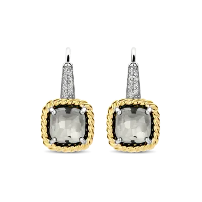TI SENTO Milano | Orecchini a monachella in argento 925 placcato oro con cristallo fumè e zirconi TI SENTO Milano | Orecchini a monachella in argento 925 placcato oro con cristallo fumè e zirconi