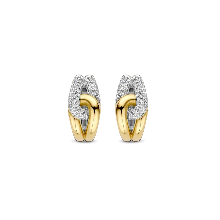 TI SENTO Milano | Orecchini cerchietti in argento 925 placcato oro con zirconi