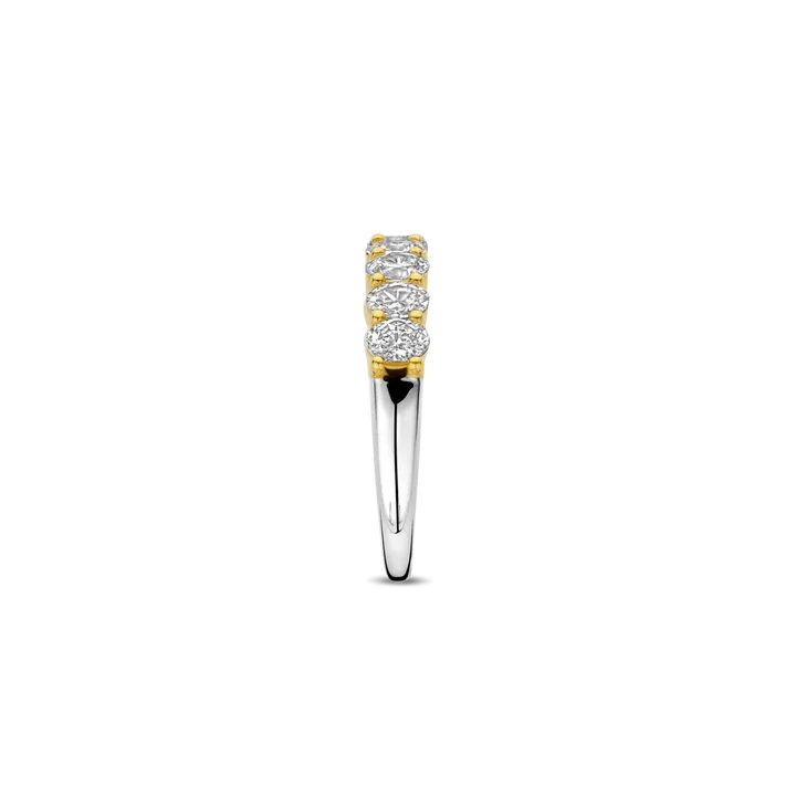 TI SENTO Milano | Anello veretta in argento 925 placcato oro giallo con zirconi