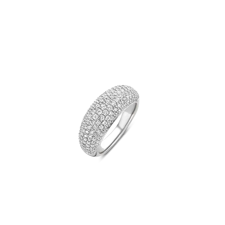 TI SENTO Milano | Anello fascione in argento 925 e zirconi pavè