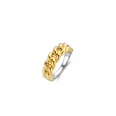 TI SENTO Milano | Anello fascione a catena in argento 925 placcato oro giallo