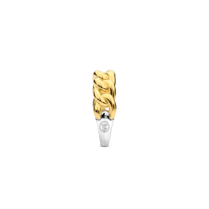 TI SENTO Milano | Anello fascione a catena in argento 925 placcato oro giallo