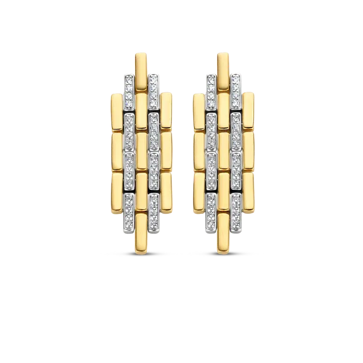 TI SENTO Milano | Orecchini pendenti in argento 925 placcato oro con zirconi