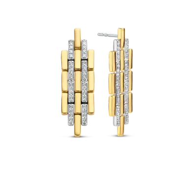 TI SENTO Milano | Orecchini pendenti in argento 925 placcato oro con zirconi