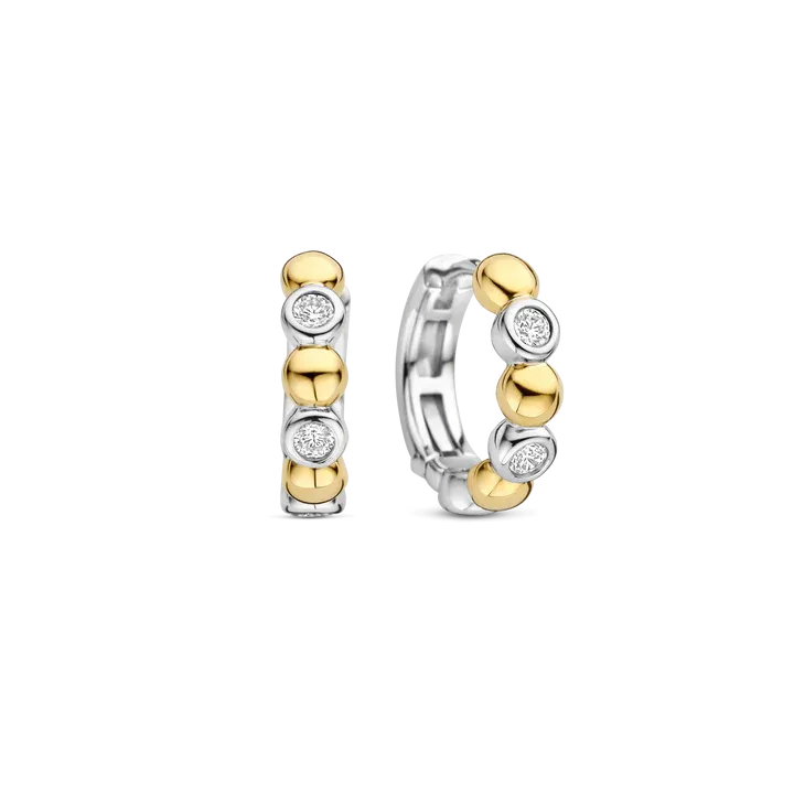 TI SENTO Milano | Orecchini cerchietti bicolore in argento 925 placcato oro giallo e zirconi