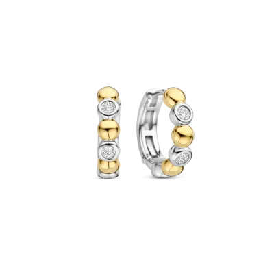 TI SENTO Milano | Orecchini cerchietti bicolore in argento 925 placcato oro giallo e zirconi