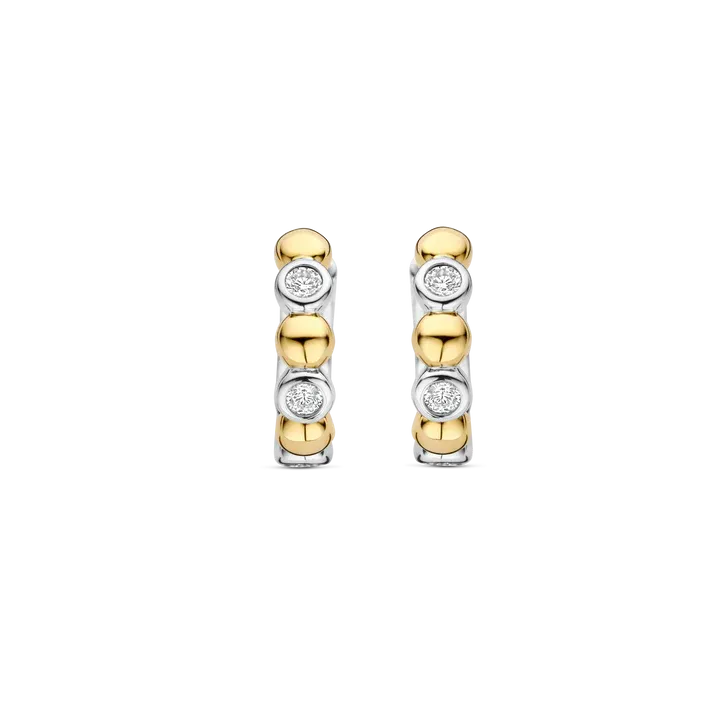 TI SENTO Milano | Orecchini cerchietti bicolore in argento 925 placcato oro giallo e zirconi