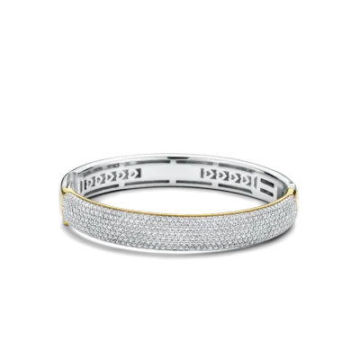 TI SENTO Milano | Bracciale rigido bicolore in argento 925 placcato in oro giallo con zirconi pavè TI SENTO Milano | Bracciale rigido bicolore in argento 925 placcato in oro giallo con zirconi pavè
