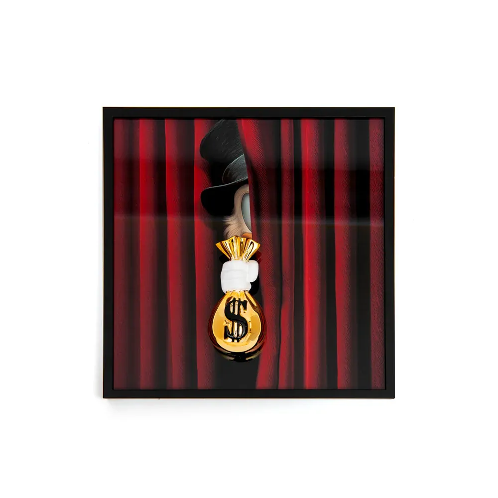 Sequenze Quadro a rilievo "Money Bag On Stage" 40x40 cm Edizione Limitata n. 041/999