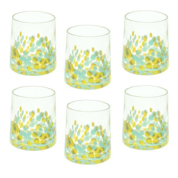 Andrea Fontebasso 1760 by Tognana Set 6 Bicchieri Teal/Yellow Venezia