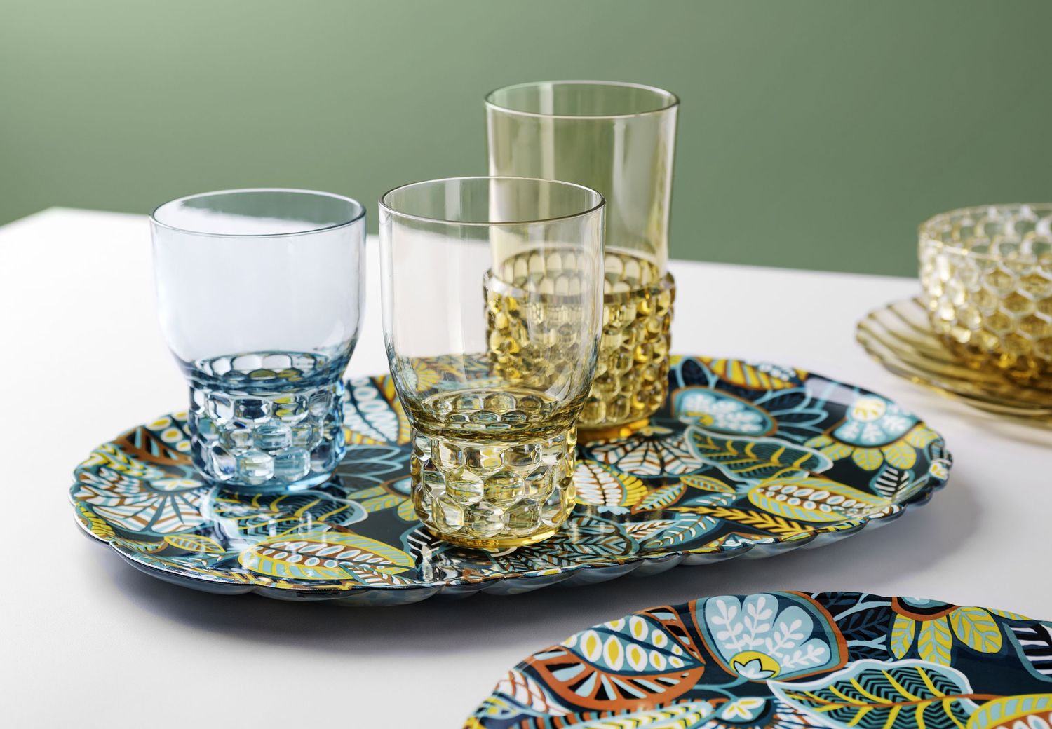 Kartell Vassoio Jellies Liberty Harvest Time Ink-Ochre Verde