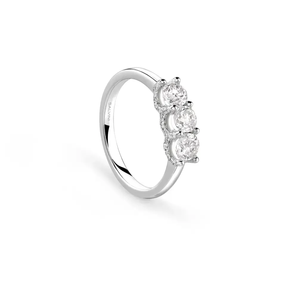 Salvini Damiani Linea ETEREA - Anello Trilogy in oro bianco con diamanti ct. 0.94 Salvini Damiani Linea ETEREA - Anello Trilogy in oro bianco con diamanti ct. 0.94