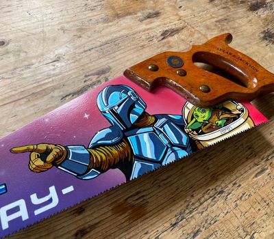 Hand Painted Saw. Sign. Mandalorian. Unique original art