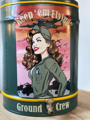 Hand Painted Vintage Fuel Can, WW2 Avro Lancaster Theme