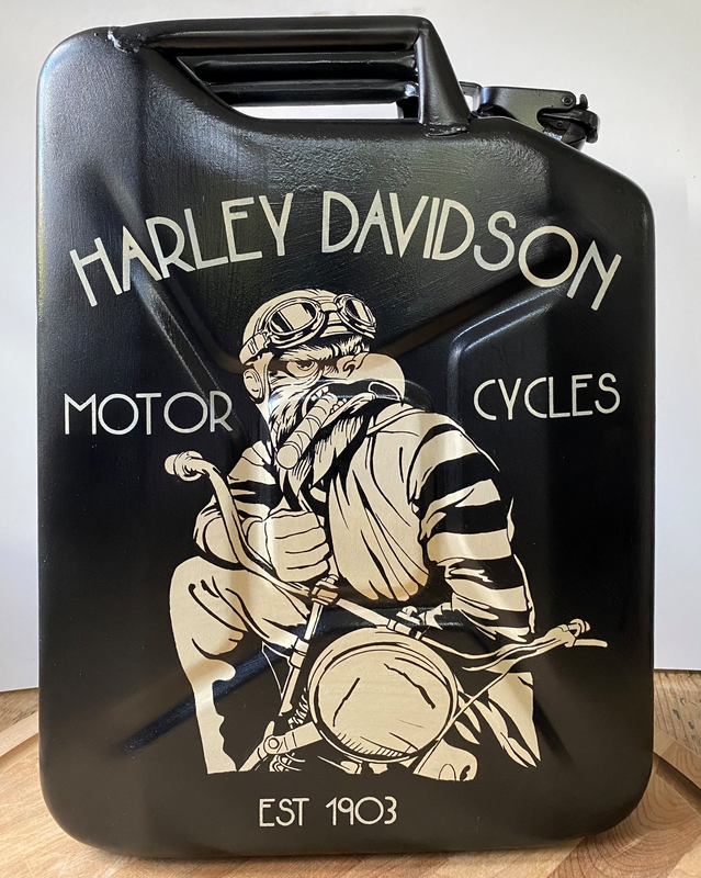 Hand Painted Vintage Fuel Can, Harley Davidson Eagle