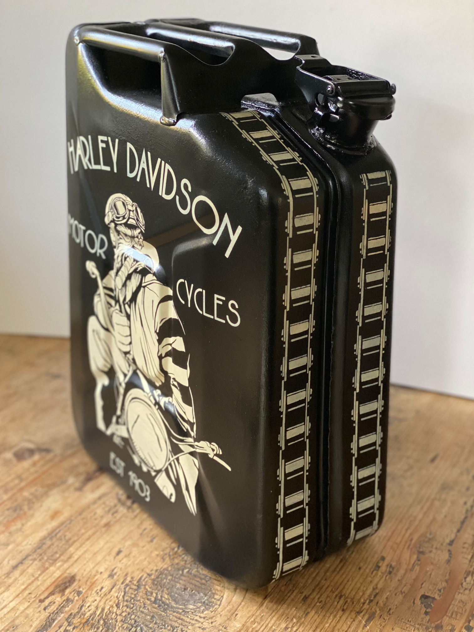 Hand Painted Vintage Fuel Can, Harley Davidson Eagle