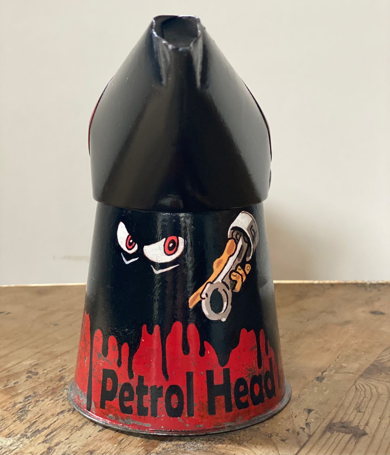 Hand Painted Vintage Oil Can, Petrol Head