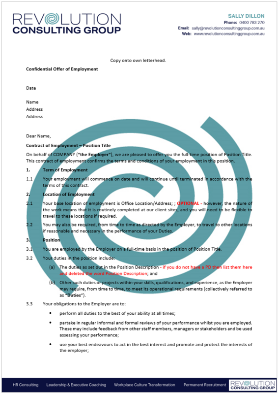 Employment Contract - Fulltime - Award or Registered Agreement