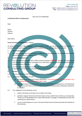 Casual Employment Contract - Award or Registered Agreement
