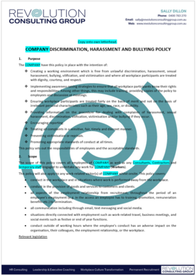 Discrimination, Harassment and Bullying Policy