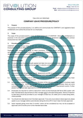 Leave Policy/Procedure Pack