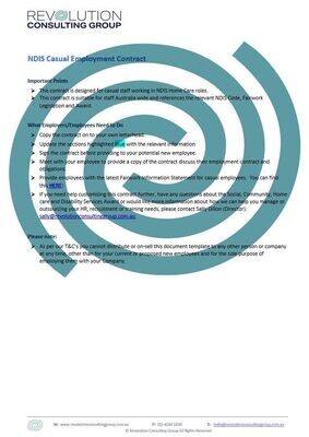 NDIS Casual Employment Contract Template