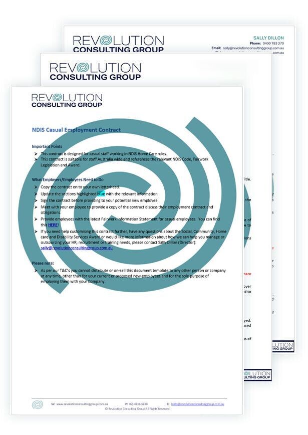 NDIS Bundle – Casual and Permanent Part-Time Employment Contracts