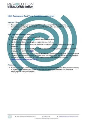 NDIS Permanent Part-Time Employment Contract Template