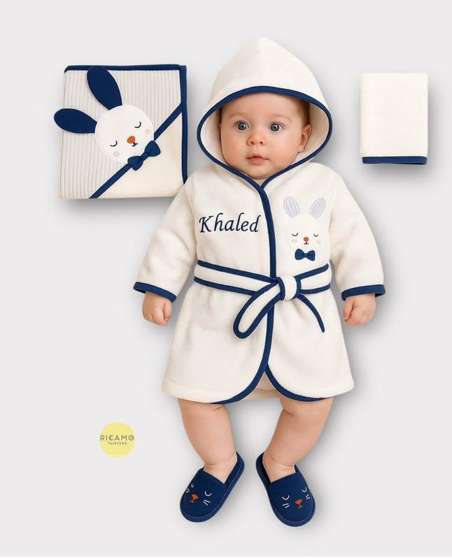 Blue Baby Bathrobe Set