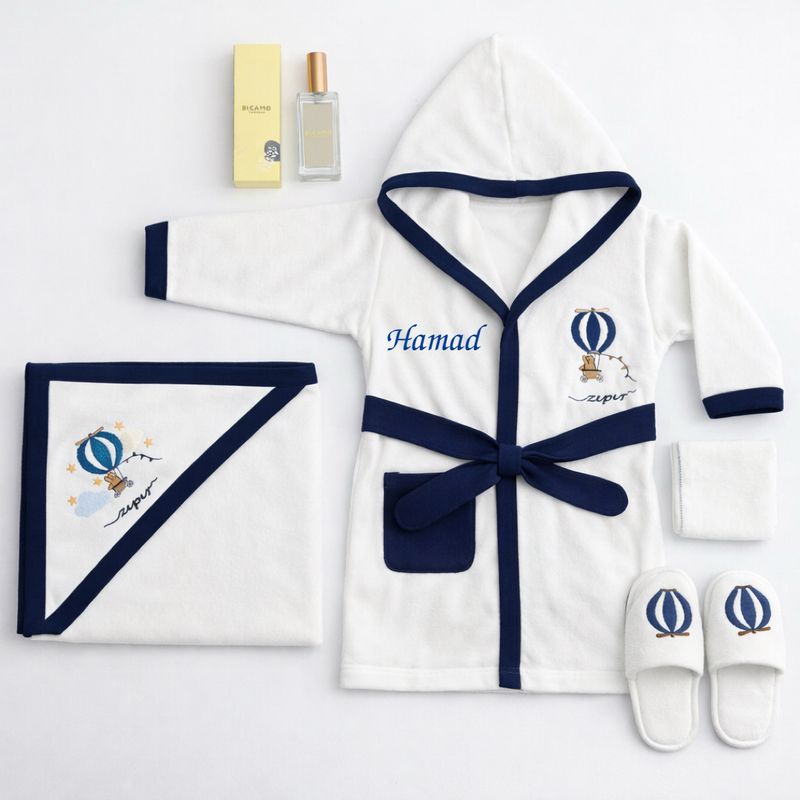 Blue Baby Bathrobe Set