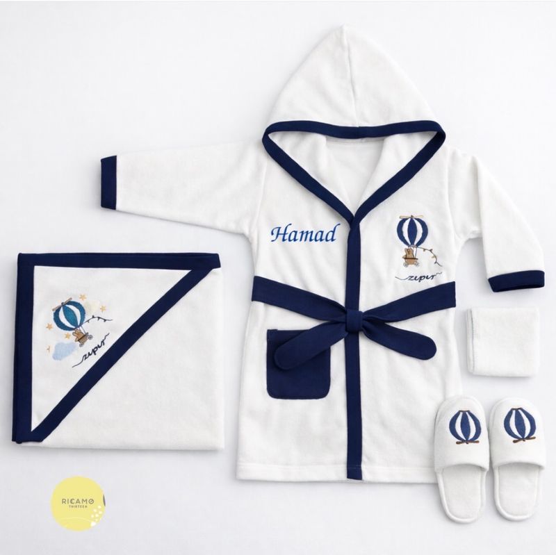 Blue Baby Bathrobe Set