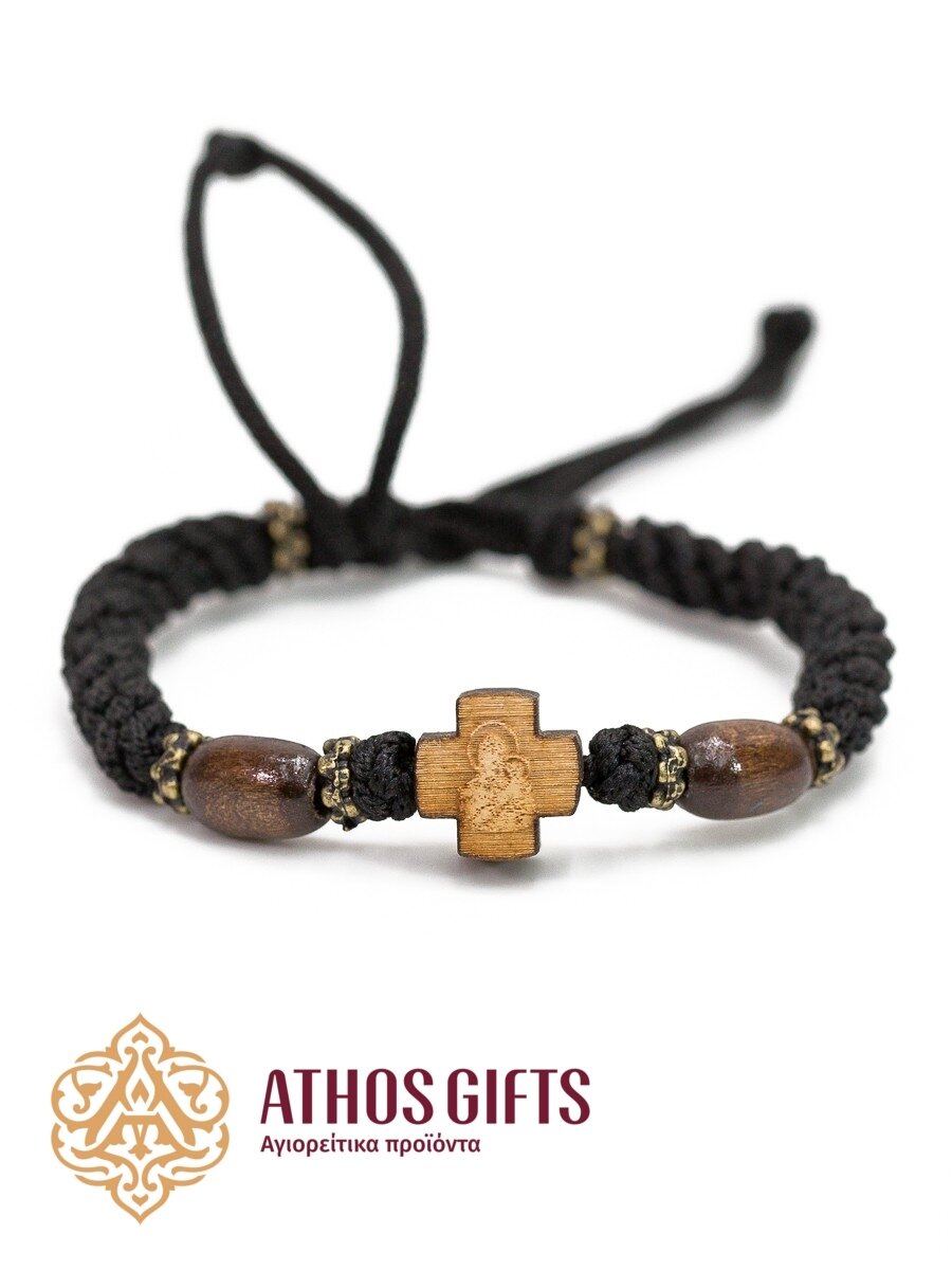 Braided bracelet with wooden cross