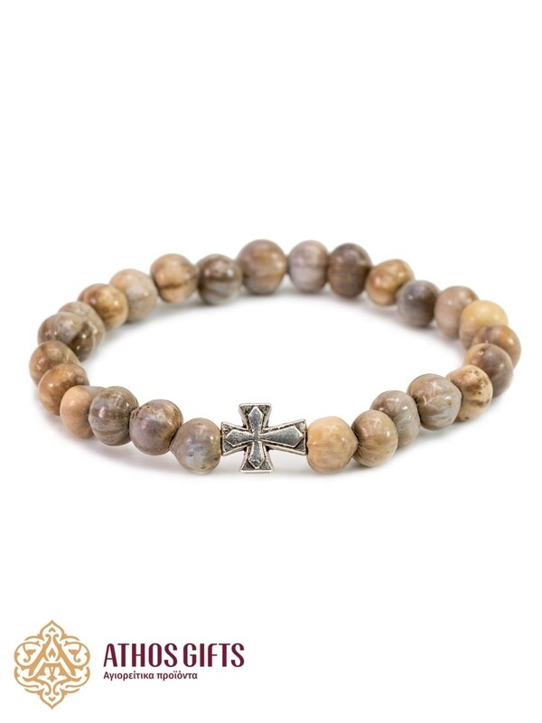 Tears of Virgin Mary bracelet with metal cross