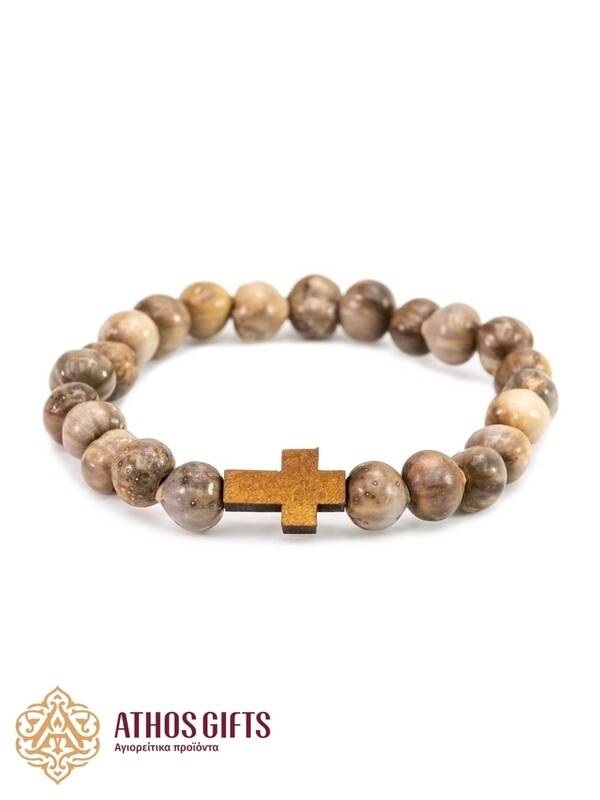 Tears of Virgin Mary bracelet with wooden cross