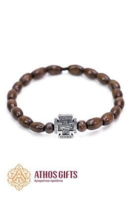 Handmade wooden bracelet with metal cross