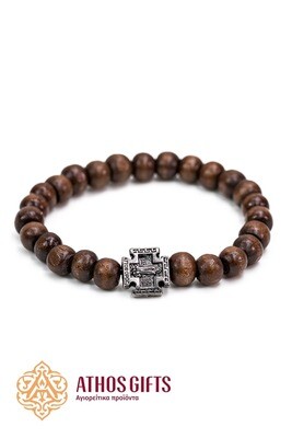 Handmade wooden bracelet with metal cross