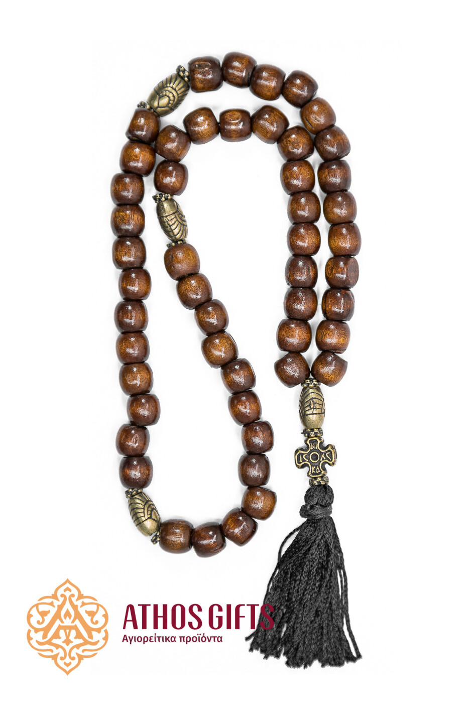 Handmade prayer rope with 50 wooden beads
