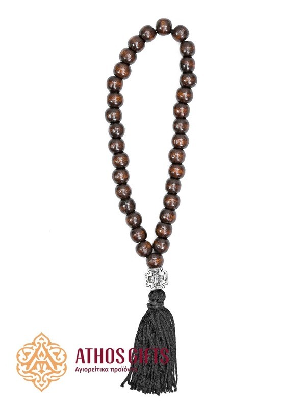 Handmade prayer rope with 33 wooden beads